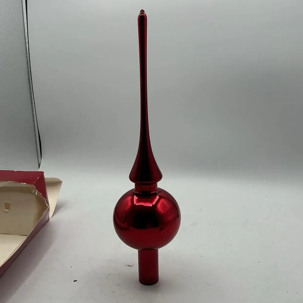 Vintage Red Glass Tree Topper Finial 11” Christmas By Krebs Target 2000